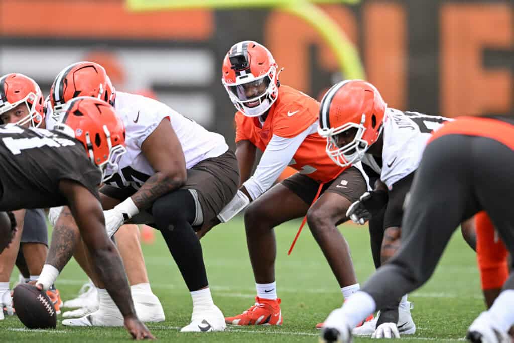 BEREA, OHIO - JUNE 11: Shedeur Sanders #2 of the Cleveland Browns runs a drill during the Cleveland Browns Mandatory Minicamp at CrossCountry Mortgage Campus on June 11, 2026 in Berea, Ohio.