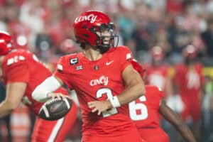 KANSAS CITY, MISSOURI - AUGUST 28: Brendan Sorsby #2 of the Cincinnati Bearcats passes against the Nebraska Cornhuskers during the first half at Arrowhead Stadium on August 28, 2025 in Kansas City, Missouri.