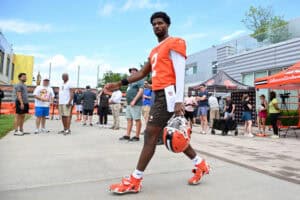 BEREA, OHIO - JUNE 11: Shedeur Sanders #2 of the Cleveland Browns walks to the field during the Cleveland Browns Mandatory Minicamp at CrossCountry Mortgage Campus on June 11, 2026 in Berea, Ohio.