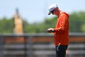 BEREA, OHIO - JUNE 03: Head coach Todd Monken of the Cleveland Browns looks on during the Cleveland Browns OTA Offseason Workouts at CrossCountry Mortgage Campus on June 03, 2026 in Berea, Ohio.