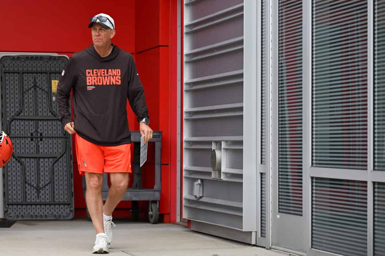 BEREA, OHIO - JUNE 11: Head coach Todd Monken of the Cleveland Browns walks to the field during the Cleveland Browns Mandatory Minicamp at CrossCountry Mortgage Campus on June 11, 2026 in Berea, Ohio.
