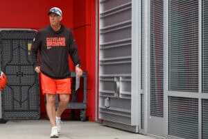 BEREA, OHIO - JUNE 11: Head coach Todd Monken of the Cleveland Browns walks to the field during the Cleveland Browns Mandatory Minicamp at CrossCountry Mortgage Campus on June 11, 2026 in Berea, Ohio.