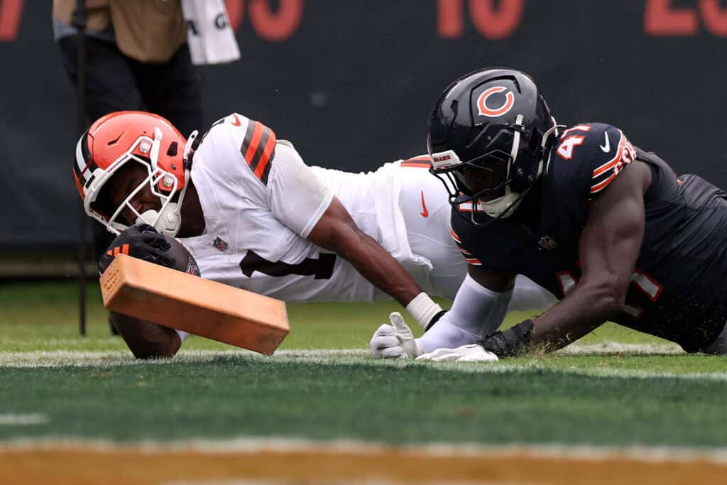 HICAGO, ILLINOIS - AUGUST 15: Kc Concepcion #1 of the Cleveland Browns scores a t