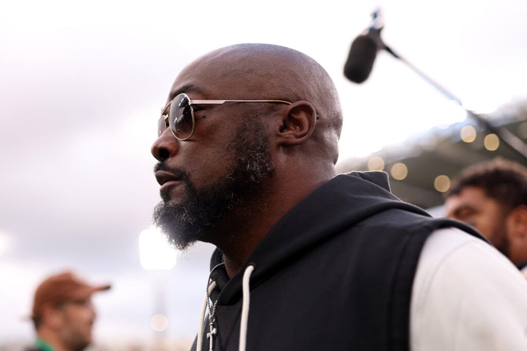 DUBLIN, IRELAND - SEPTEMBER 28: Mike Tomlin, Head Coach of the Pittsburgh Steelers, looks on following the NFL 2025 game between Minnesota Vikings and Pittsburgh Steelers at Croke Park on September 28, 2025 in Dublin, Ireland.