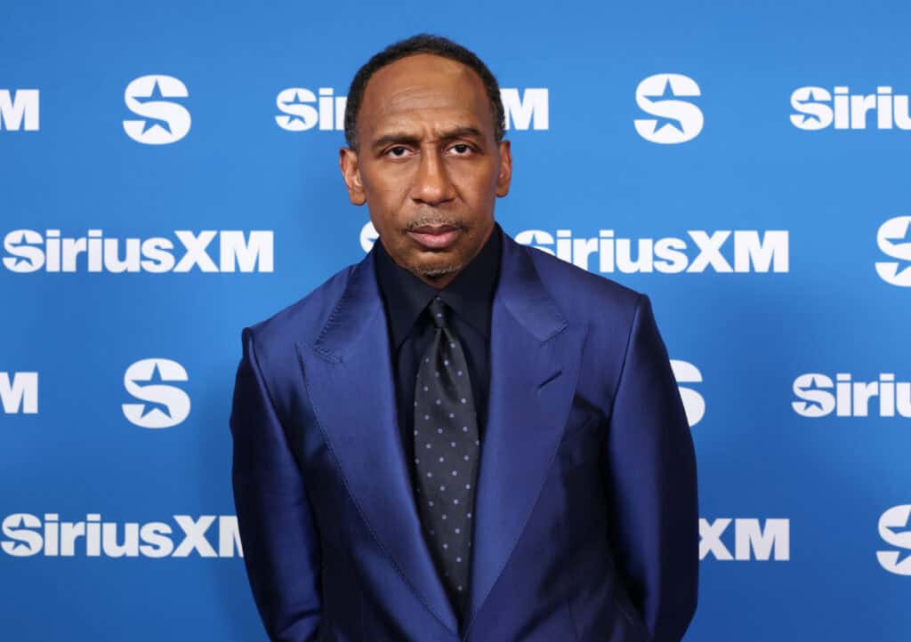 SAN FRANCISCO, CALIFORNIA - FEBRUARY 06: Stephen A. Smith at SiriusXM on Radio Row at Super Bowl LX on February 06, 2026 in San Francisco, California.